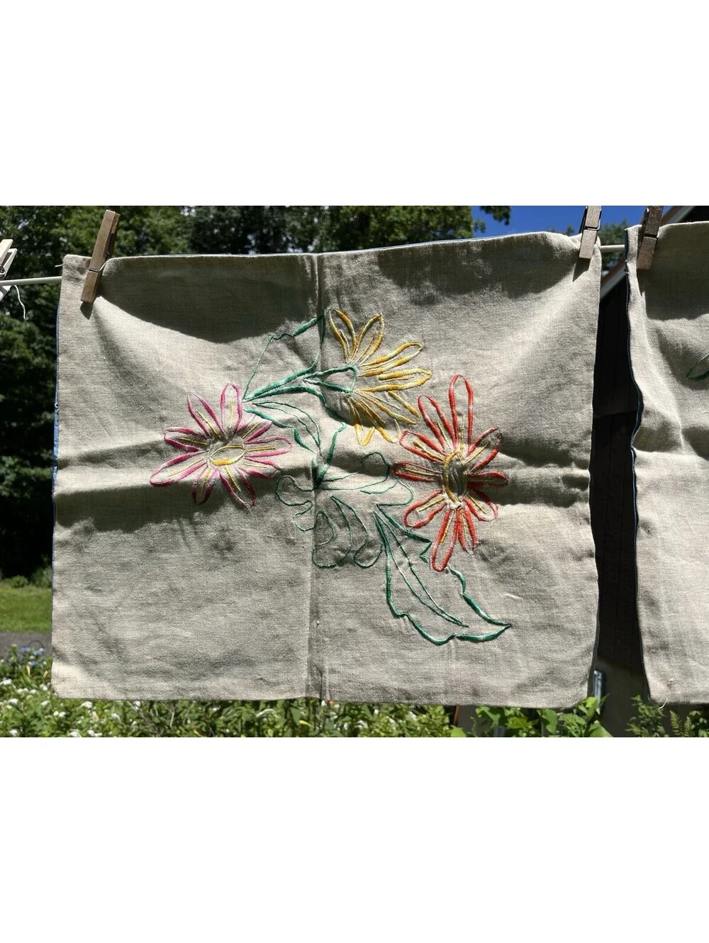 Vintage Hand Stitched Embroidered Flower 14x17” Accent Pillow Covers Lot Of 5